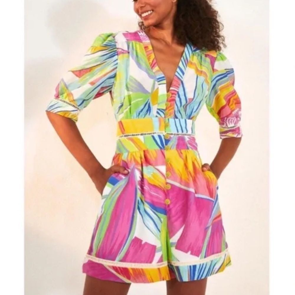 NEW FARM RIO RAINBOW LEAVES ROMPER -